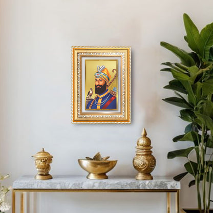 Diviniti 24K Gold Plated Guru Gobind Singh Ji (Classic) Sacred Sikh Wall Frame for Home Decor & Office Ambiance | Premium Spiritual Gift