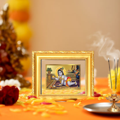 Diviniti 24K Gold Plated Laddu Gopal |Divine Table Top Frame for Home Mandir & Office Decor | Luxury Spiritual Gift