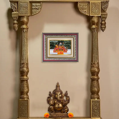 Diviniti 24K Gold Plated Mata Ka Darbar (Classic) Divine Wall and Table Top Frame for Home Mandir & Office Decor | Luxury Spiritual Gift