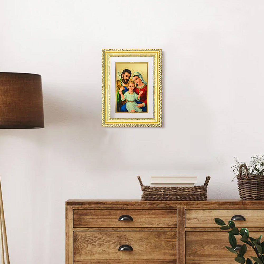 Diviniti 24K Gold Plated Holy Family (Classic) Divine Wall Frame for Home Mandir & Office Decor | Luxury Spiritual Gift