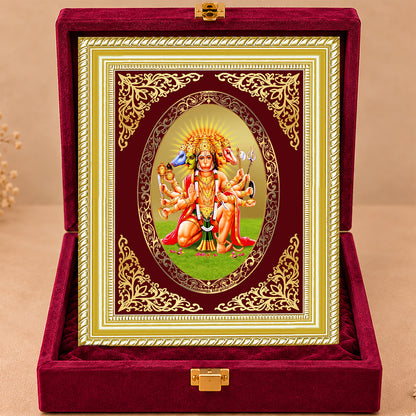 24K Gold-Plated Panchmukhi Hanuman Frame | Premium Gift Box | 26x20 CM
