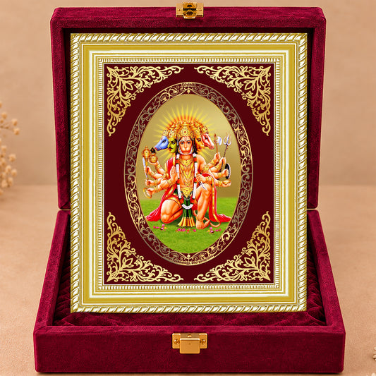 24K Gold-Plated Panchmukhi Hanuman Frame | Premium Gift Box | 26x20 CM