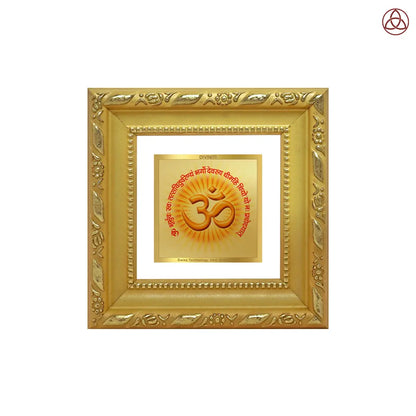Om with Gayatri Mantra | Sacred Vibration & Vedic Wisdom Tabletop Frame in 24K Gold Plated Foil