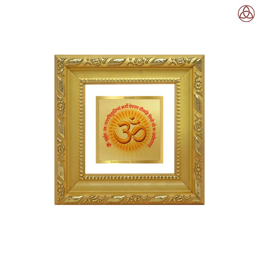 Om with Gayatri Mantra | Sacred Vibration & Vedic Wisdom Tabletop Frame in 24K Gold Plated Foil