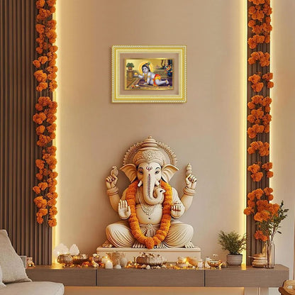 Diviniti 24K Gold Plated Laddu Gopal (Classic) Divine Wall Frame for Home Mandir & Office Decor | Luxury Spiritual Gift