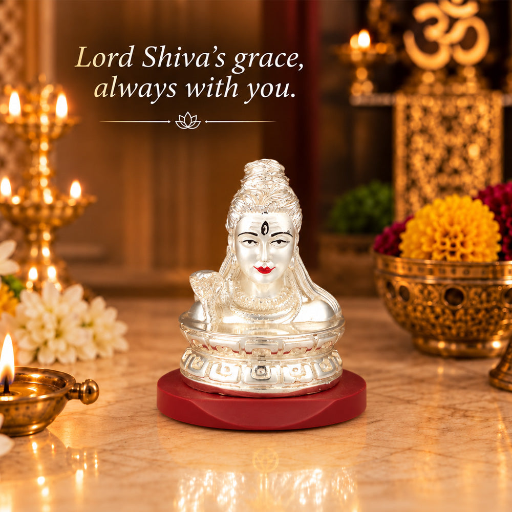 DIVINITI 999 Silver-Plated Shiva Idol | Car & Home Decor | Gift Box | 8x6 CM