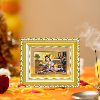 Diviniti 24K Gold Plated Laddu Gopal Divine Table Top Frame for Home Mandir & Office Decor | Luxury Spiritual Gift