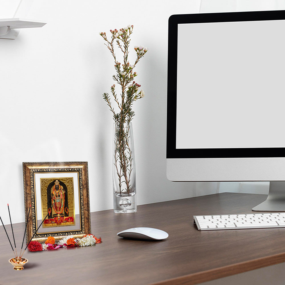 Diviniti 24K Gold Plated Ram Lalla (Classic) Divine Wall and Table Top Frame for Home Mandir & Office Decor | Luxury Spiritual Gift