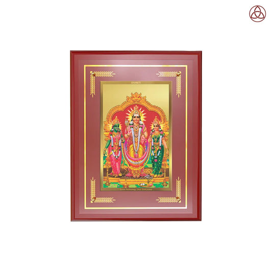 Lord Murugan with Valli | Divine Union Wall Photo Frame in 24K Gold Plated Foil