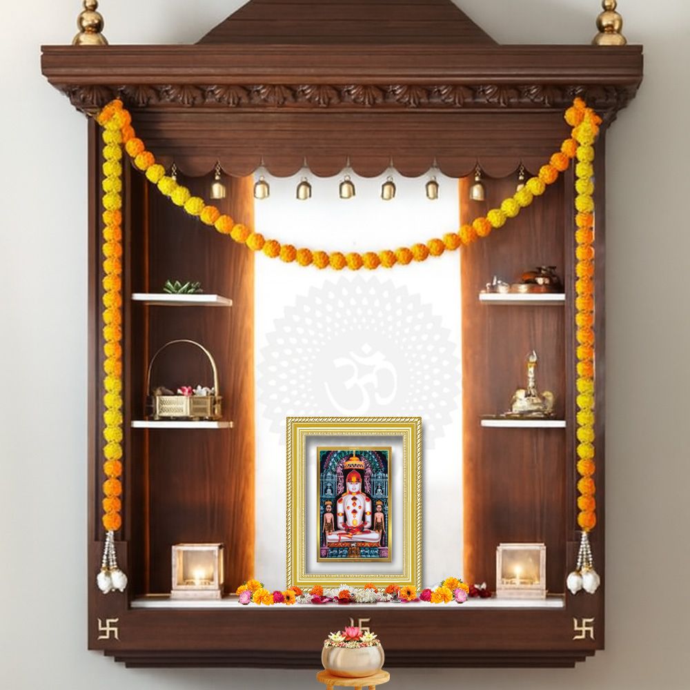 Diviniti 24K Gold Plated Adinath Divine Wall Frame for Home Mandir & Office Decor | Premium Jain Spiritual Gift