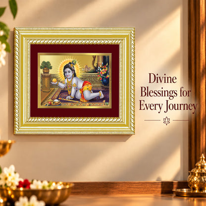 24K Gold-Plated Laddu Gopal Frame | Premium Gift Box | 21.5x17.5 CM