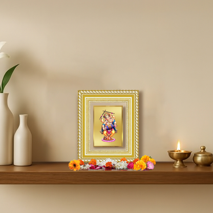 Diviniti 24K Gold Plated Dancing Ganesha Divine Table Top Frame for Home Mandir & Office Decor | Luxury Spiritual Gift
