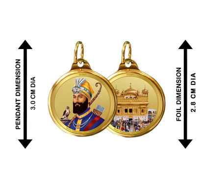 Diviniti 24K Double sided Gold Plated Pendant Guru Gobind Singh Ji & Shri Darbar Sahib (Golden Temple)|28 MM Flip Coin