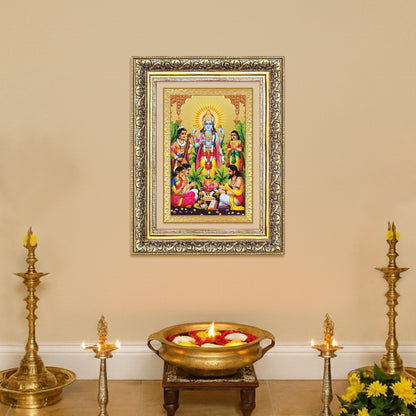 Diviniti 24K Gold Plated Satyanarayan (Classic) Divine Wall Frame for Home Mandir & Office Decor | Luxury Spiritual Gift
