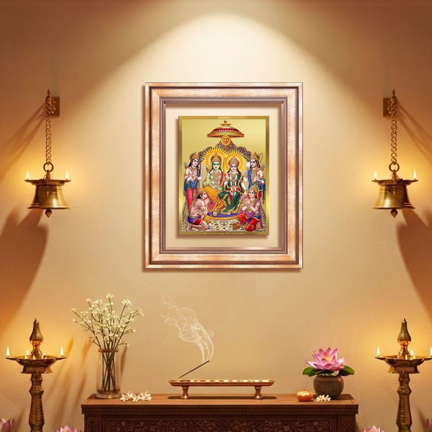 Diviniti 24K Gold Plated Ram Darbar Divine Wall Frame for Home Mandir & Office Decor | Luxury Spiritual Gift