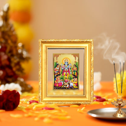 Diviniti 24K Gold Plated Satyanarayan |Divine Table Top Frame for Home Mandir & Office Decor | Luxury Spiritual Gift