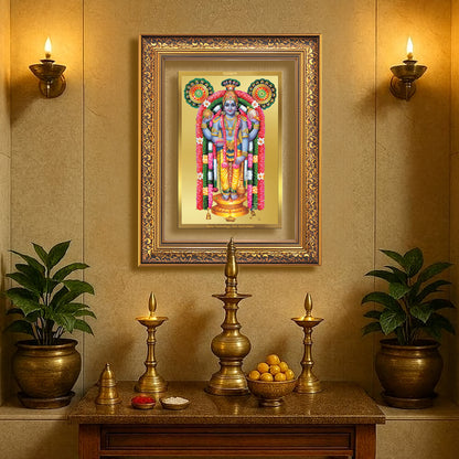 Guruvayurappan | Lord Krishna of Guruvayur Wall Mount Photo Frame in 24K Gold Plated Foil