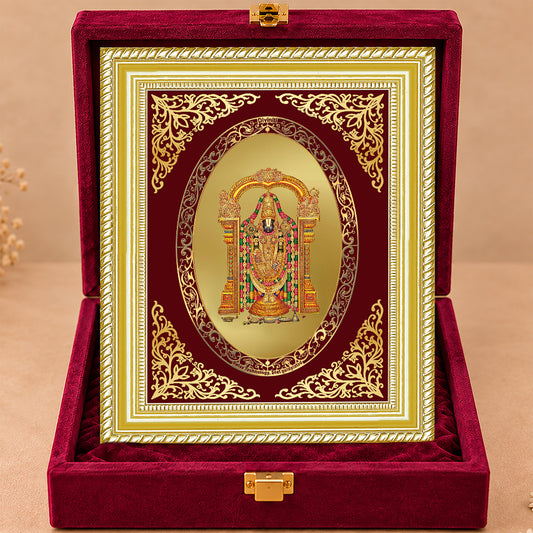 24K Gold-Plated Lord Tirupati Balaji Frame | Premium Gift Box | 26x20 CM