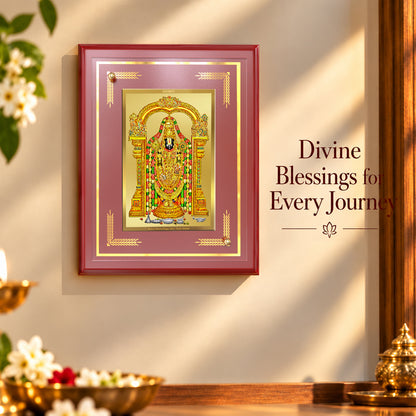24K Gold-Plated Tirupati Balaji MDF Frame | Premium Gift Box | 26x20 CM
