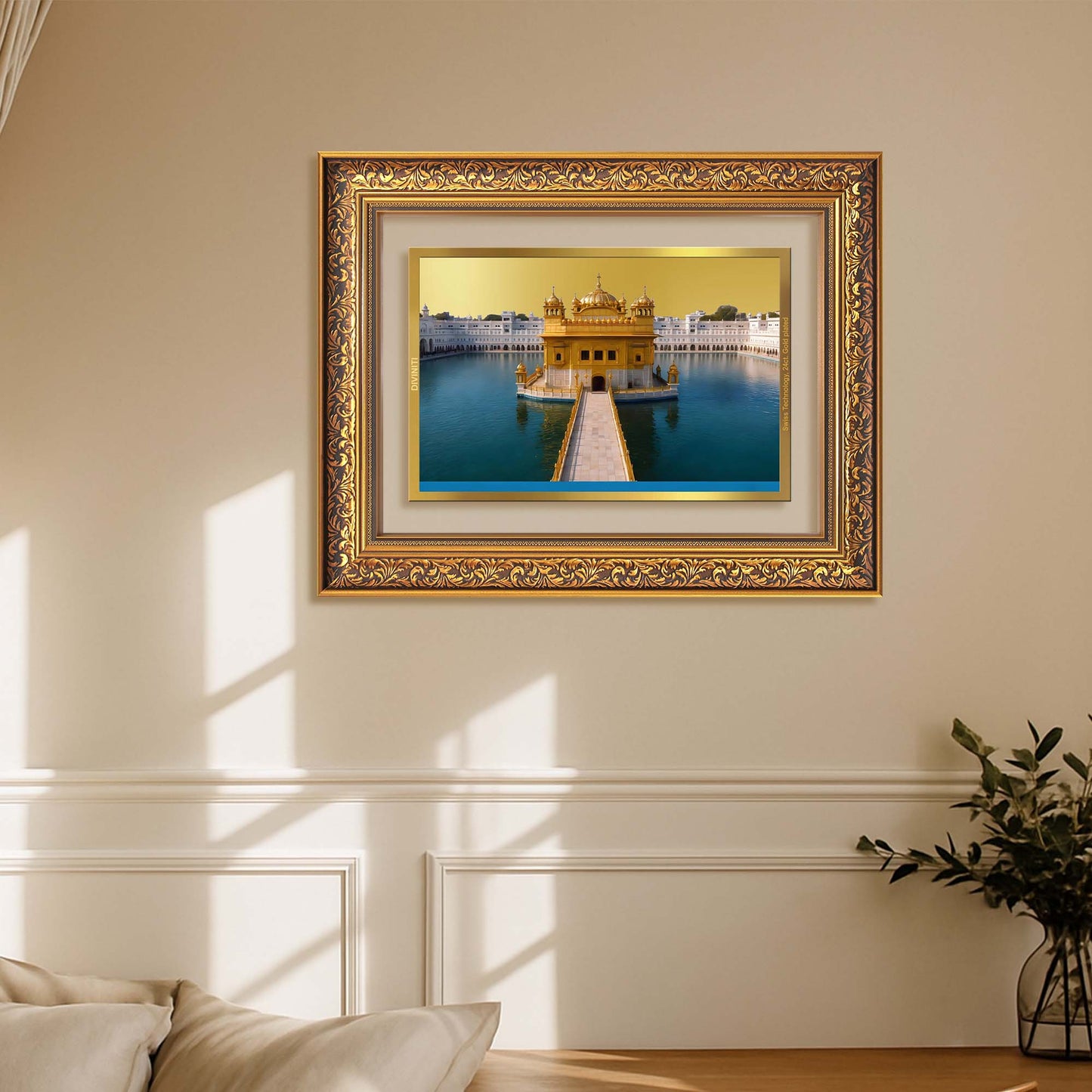 Diviniti 24K Gold Plated Golden Temple (Classic) Divine Wall Frame for Home Mandir & Office Decor | Luxury Spiritual Gift