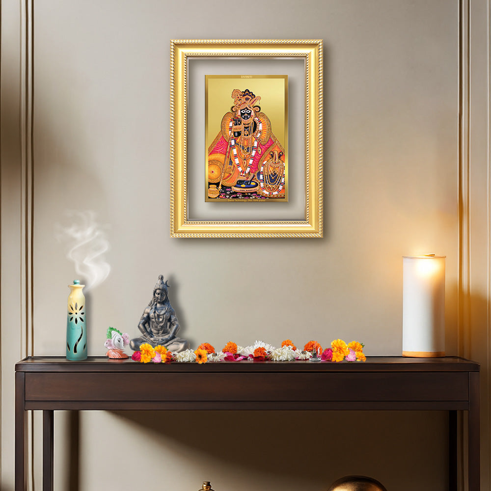 Diviniti 24K Gold Plated Banke Bihari Ji (Classic) Divine Wall Frame for Home Mandir & Office Decor | Luxury Spiritual Gift