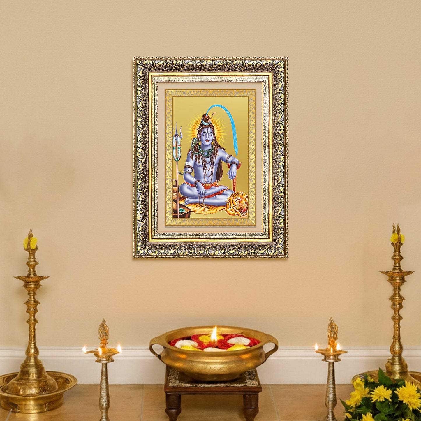 Diviniti 24K Gold Plated Shiva (Classic) Divine Wall Frame for Home Mandir & Office Decor | Luxury Spiritual Gift