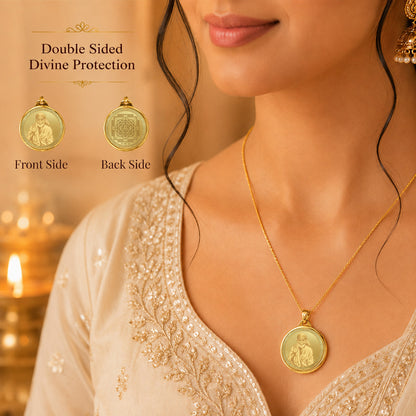 Diviniti 24K Double Sided Gold Plated Pendant Sai Baba & Sabka Malik Ek | 18 MM Flip Coin (1 PCS)