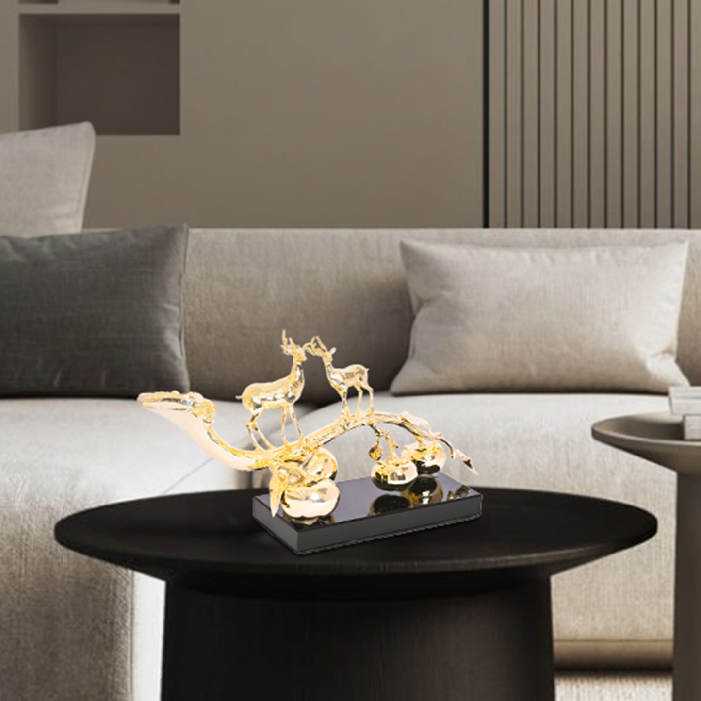 Diviniti 24K Gold Plated Deer With Dinosaur Idol Statue for Home & Office Decor Showpieces, Easy To Decorate To Any Place, Workshop, Table Top, Luxury Gift