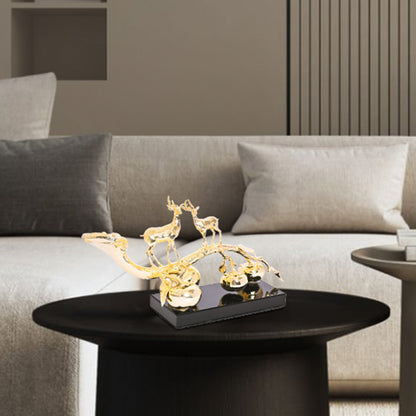 Diviniti 24K Gold Plated Deer With Dinosaur Idol Statue for Home & Office Decor Showpieces, Easy To Decorate To Any Place, Workshop, Table Top, Luxury Gift