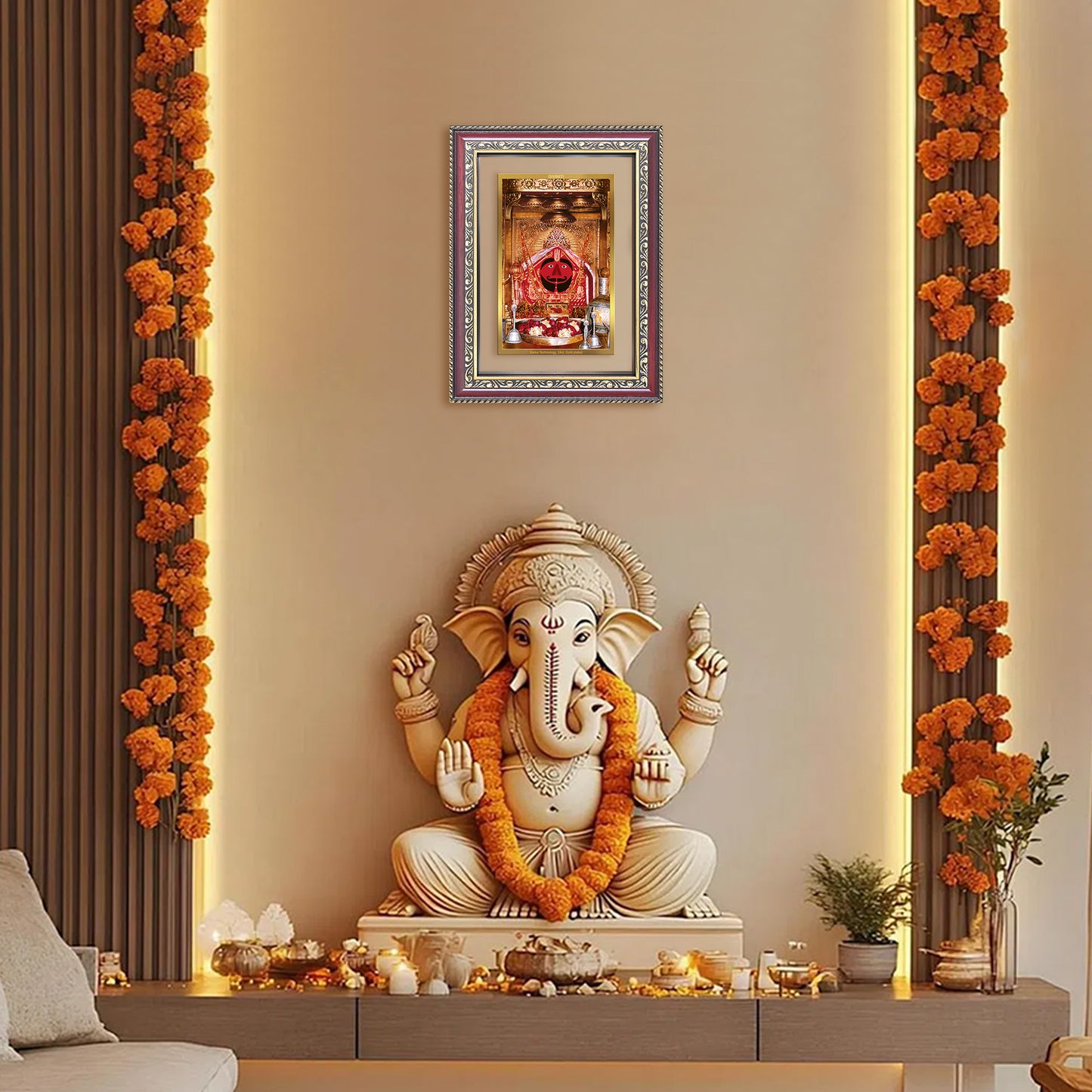 Diviniti 24K Gold Plated Salasar Balaji (Classic) Divine Wall Frame for Home Mandir & Office Decor | Luxury Spiritual Gift