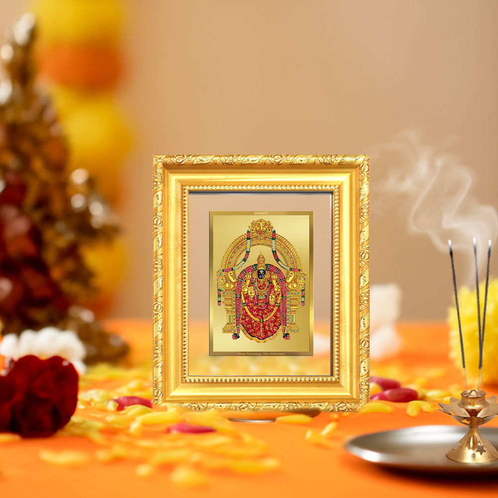 Diviniti 24K Gold Plated Padmavati |Divine Table Top Frame for Home Mandir & Office Decor | Luxury Spiritual Gift
