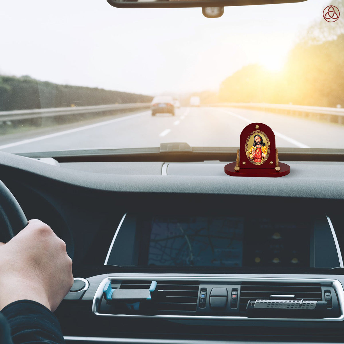 Jesus Christ | Divine Sacred Heart 24K Gold Plated Photo Frame for Car Dashboard, Home Décor & Tabletop | Blessings of Love, Faith & Protection