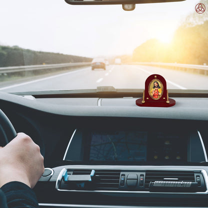 Jesus Christ | Divine Sacred Heart 24K Gold Plated Photo Frame for Car Dashboard, Home Décor & Tabletop | Blessings of Love, Faith & Protection