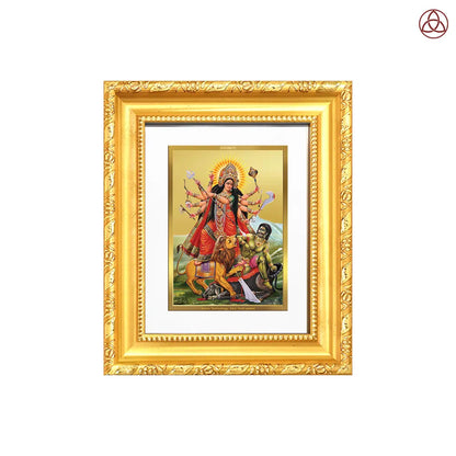Durga Mahishasura Mardini | Goddess Durga Slaying Mahishasura Wall Hanging & Tabletop Frame in 24K Gold Plated Foil