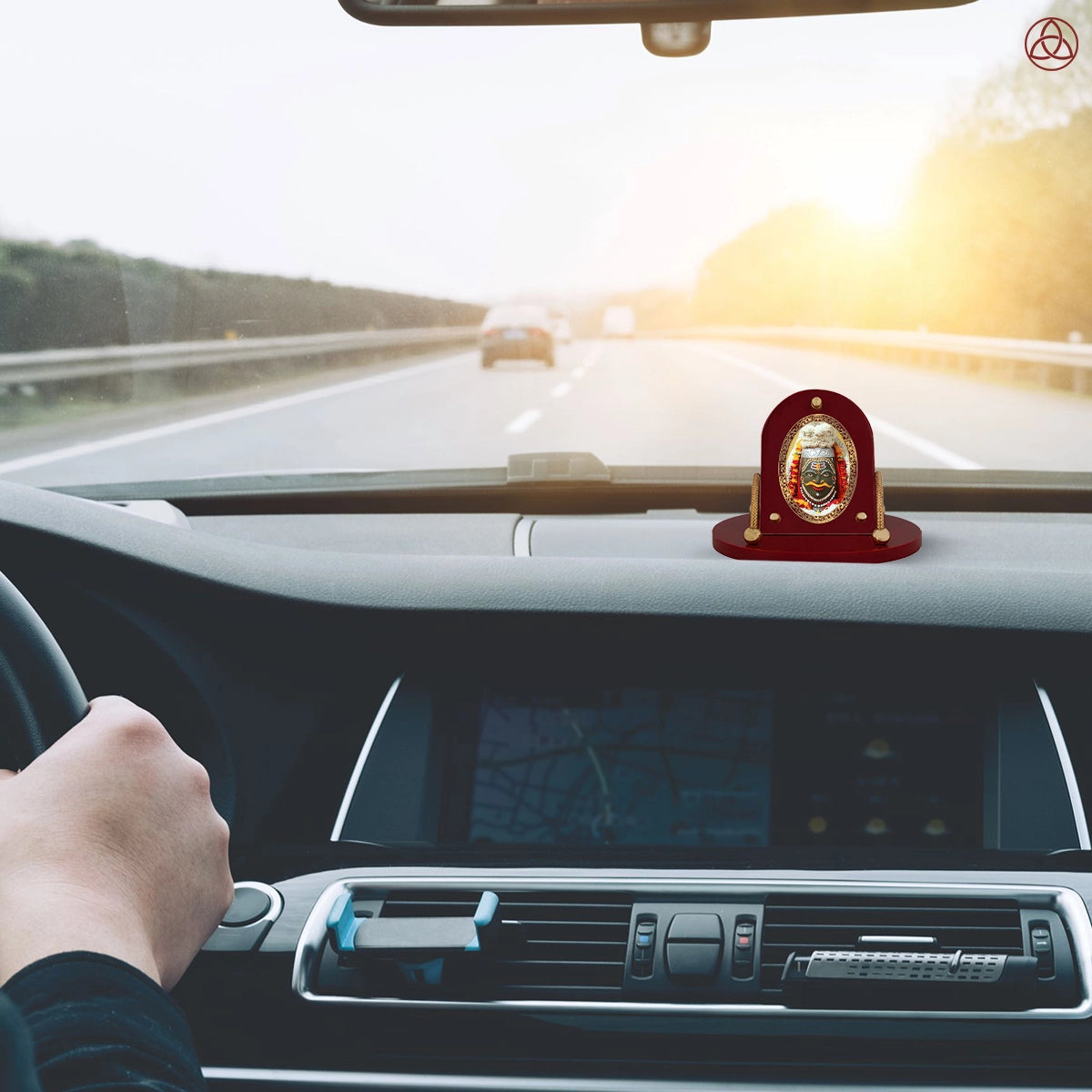 Mahakaleshwar Shiv Car Dashboard Frame | 24K Gold Plated Foil Religious Idol Photo Frame for Car, Home & Office | Mahakal Spiritual Decor for Protection, Positivity & Blessings