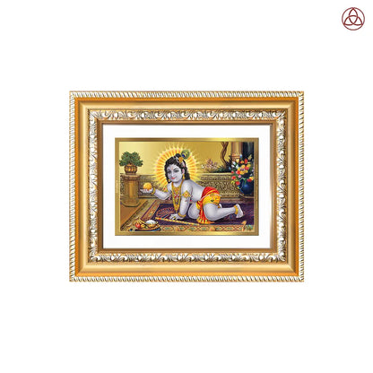 Laddu Gopal | Bal Krishna Wall & Tabletop Photo Frame in 24K Gold Plated Foil