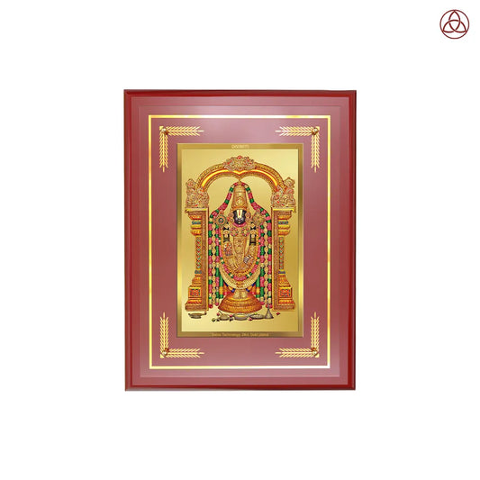 Lord Tirupati Balaji | Sri Venkateswara | Supreme Form of Vishnu from Tirumala Wall Photo Frame in 24K Gold Plated Foil