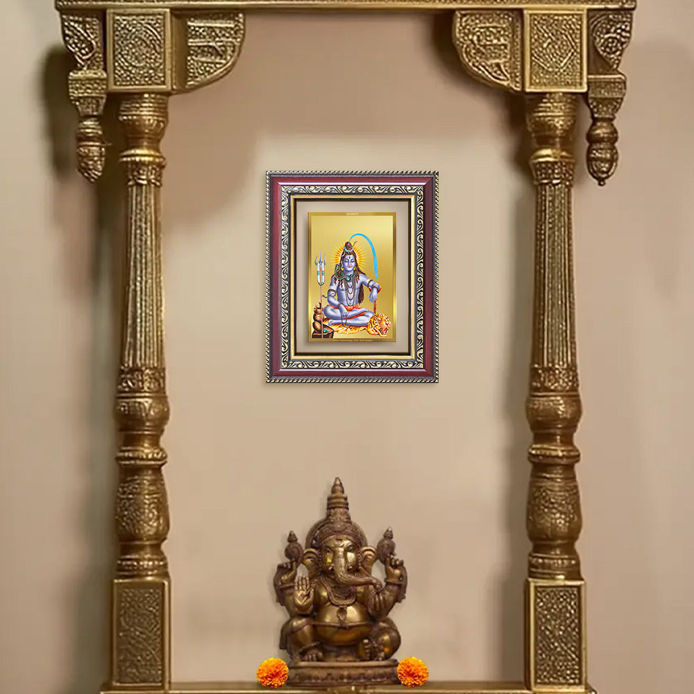 Diviniti 24K Gold Plated Shiva (Classic) Divine Wall and Table Top Frame for Home Mandir & Office Decor | Luxury Spiritual Gift