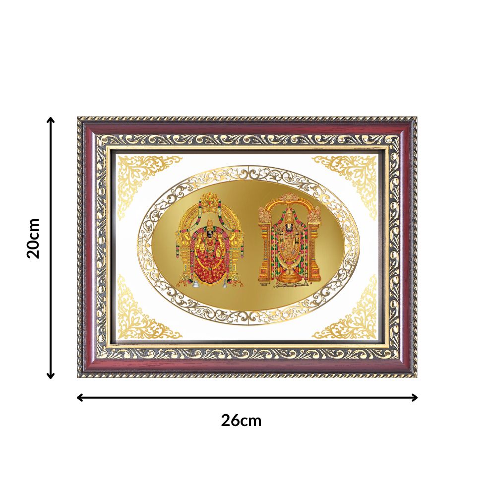 Padmavati & Balaji | Divine Tirupati Darshan Wall & Tabletop Royal Photo Frame in 24K Gold Plated Foil
