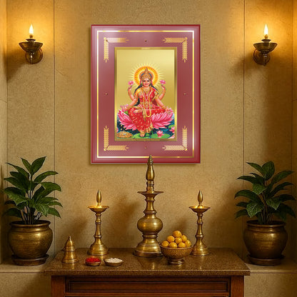 Goddess Lakshmi | Devi of Wealth & Prosperity Wall Mount Photo Frame in 24K Gold Plated Foil