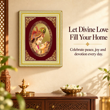 24K Gold-Plated Radha Krishna Frame | Premium Gift Box | 35x27 CM