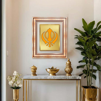 Diviniti 24K Gold Plated Khanda Sahib (Classic) Divine Wall Frame for Home Mandir & Office Decor | Luxury Spiritual Gift