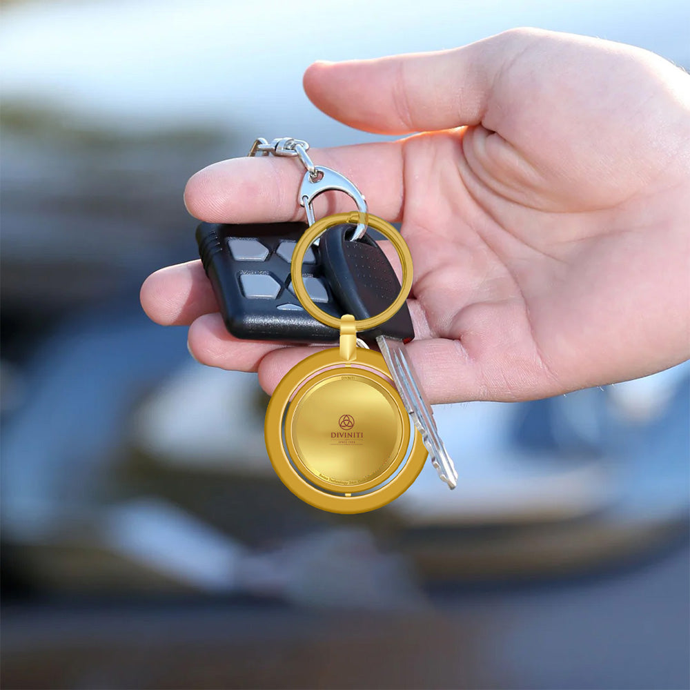 Diviniti Personalised Double Sided Keychain in 24K Gold Plated Foil