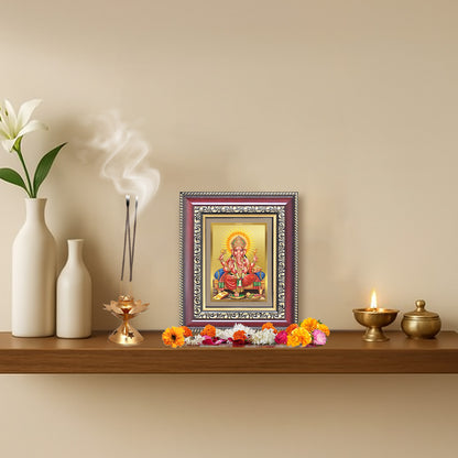 Diviniti 24K Gold Plated Ganesha (Classic) Divine Table Top Frame for Home Mandir & Office Decor | Luxury Spiritual Gift