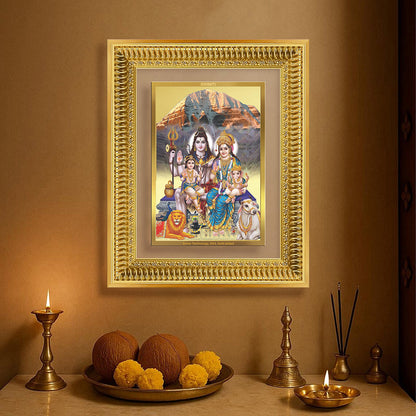 Diviniti 24K Gold Plated Shiv Parivar (Classic) Divine Wall Frame for Home Mandir & Office Decor | Luxury Spiritual Gift