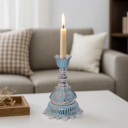 999 Silver Plated Candle Stand | Regal Finish Decorative Tabletop Piece for Décor and Gifting