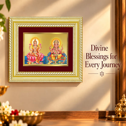 24K Gold-Plated Lakshmi Ganesha Frame | Premium Gift Box | 21.5x17.5 CM