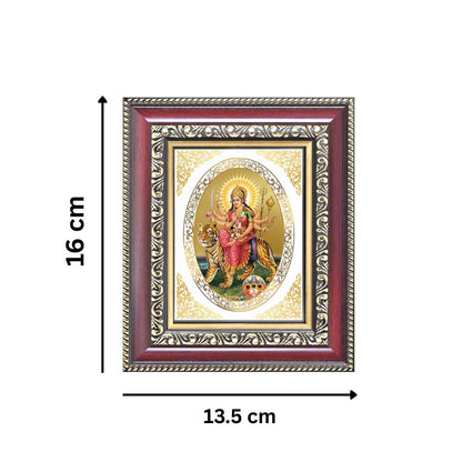 Diviniti 24K Gold Plated Durga - Sherawali Mata With Pind |Divine Table Top Royal Photo Frame for Home Mandir & Office Decor | Luxury Spiritual Gift