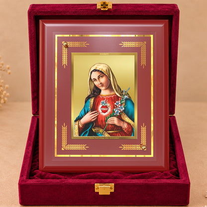 24K Gold-Plated Mother Mary MDF Frame | Premium Gift Box | 16 X 13.5 CM