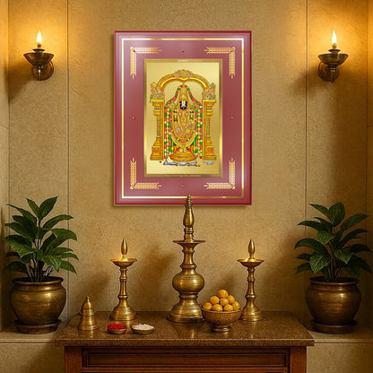 Lord Tirupati Balaji | Sri Venkateswara | Supreme form of Vishnu from Tirumala Wall Mount Photo Frame in 24K Gold Plated Foil